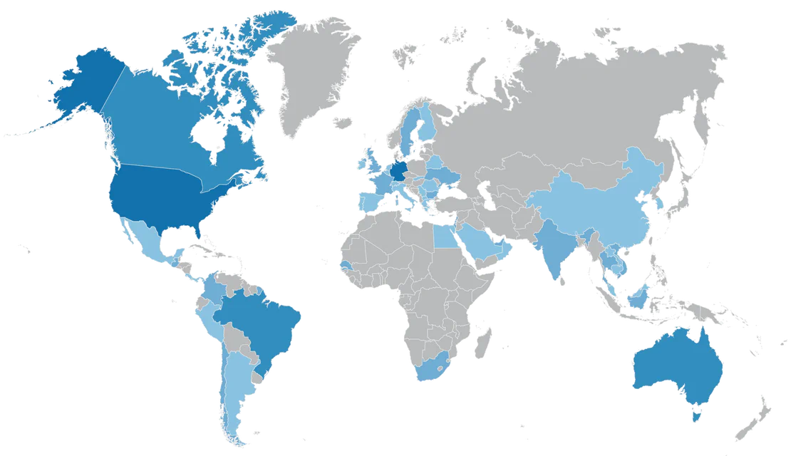 Map of global Aethair deployments.