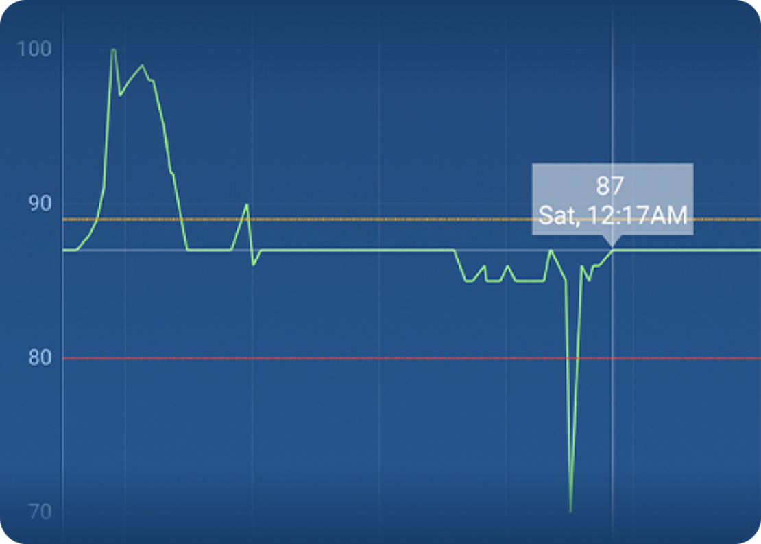 Aethair mobile app graph detail.