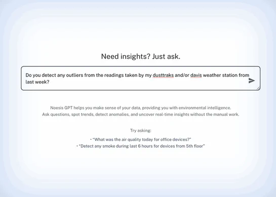 Aethair Noesis AI tool prompts and responses using real-time environmental data.