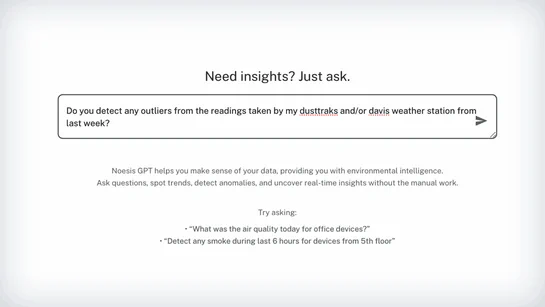 Aethair Noesis AI tool prompts and responses using real-time environmental data.