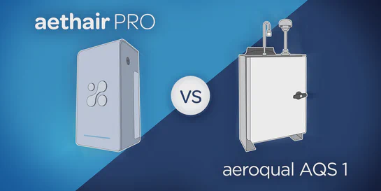 Aethair PRO compact 4G-connected air quality monitor compared with the Aeroqual AQS 1
