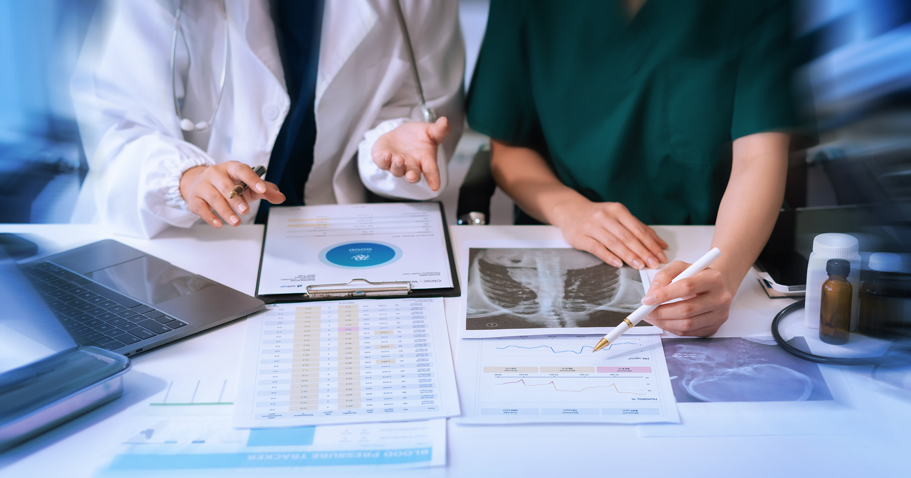 Doctors reviewing an Aethair air quality report