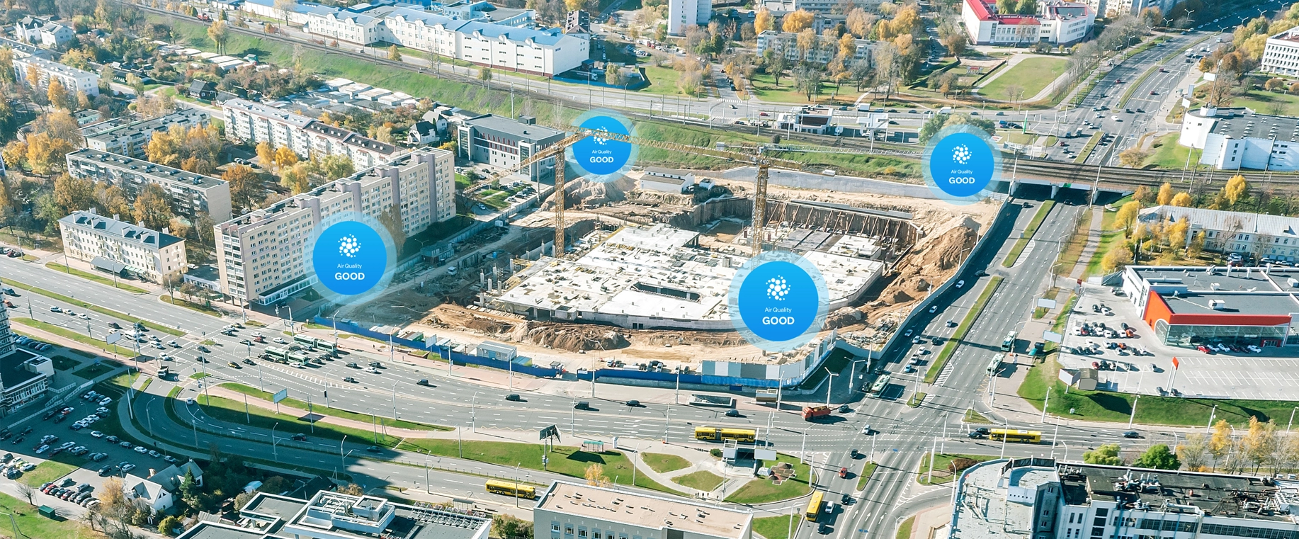 Air quality status at the perimeter of a construction site located in an urban corridor