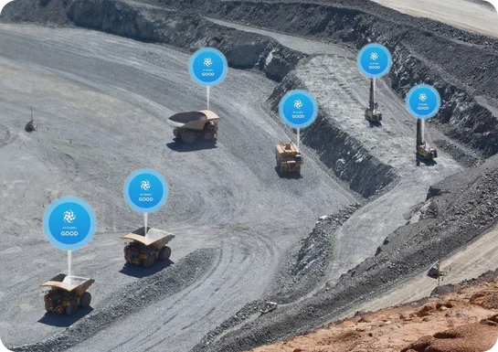 Cabin air quality monitoring status for a fleet of mining vehicles.