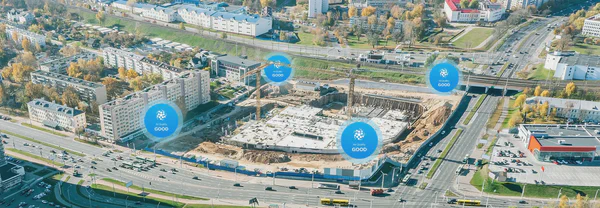 Perimeter air quality monitoring at a construction site.