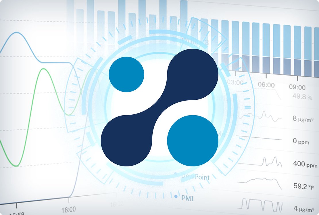 Aethair logo over Environet air quality monitoring graphs and analytics.
